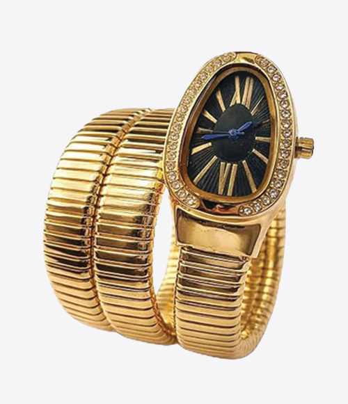 Montre femme serpent enroulé doré